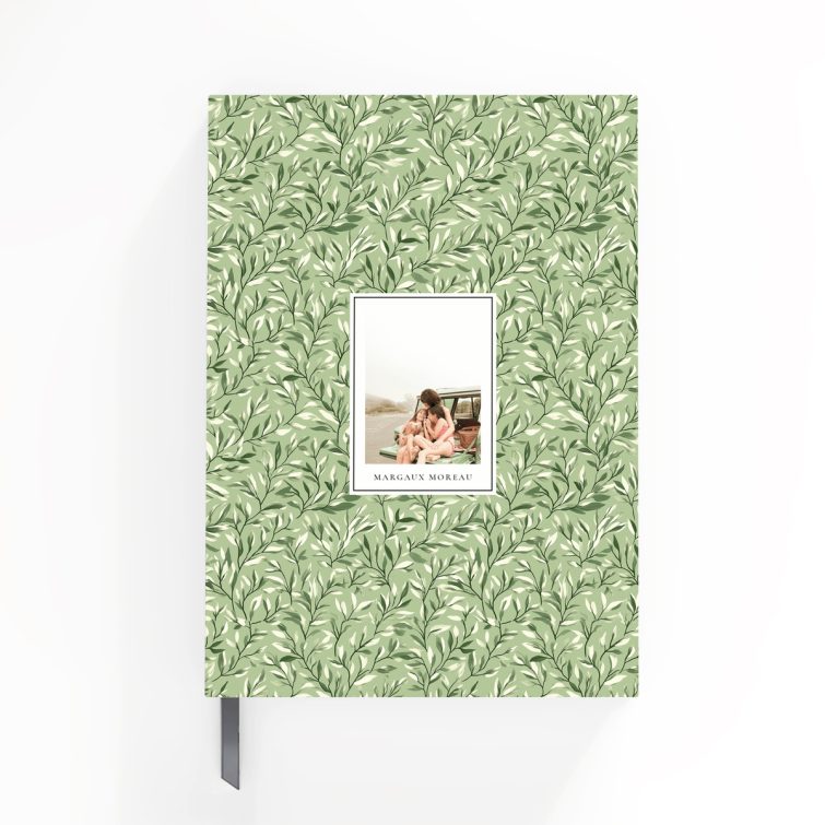 Floral patterned notebooks with one photo placeholder on the cover design, portrait orientation suitable for personalised printing by Utterly Printable.