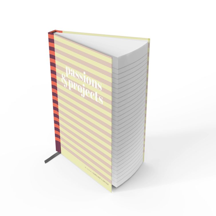 Colourful striped design for personalised notebook cover with no photos, ideal for creative projects and passions.