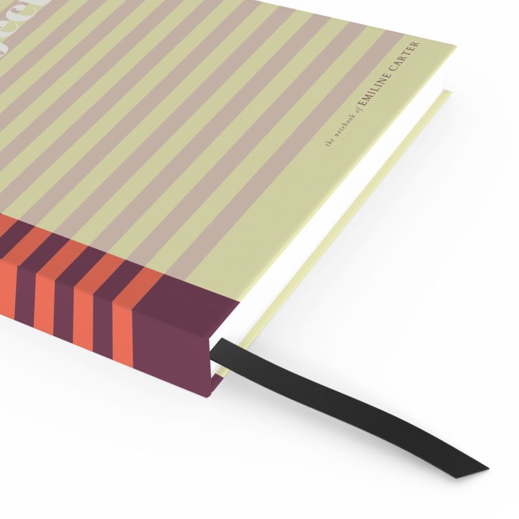 Colourful striped design for personalised notebook cover with no photos, ideal for creative projects and passions.