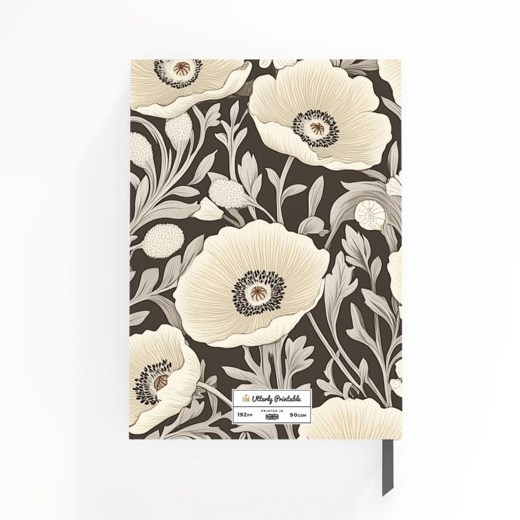 Floral patterned notebook cover design with no photos, by Utterly Printable.