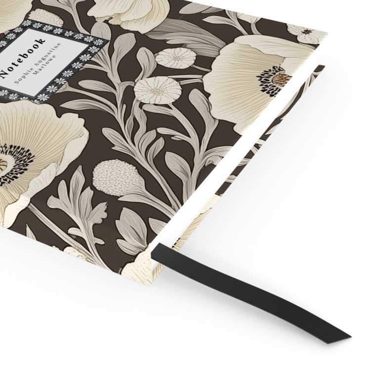 Floral patterned notebook cover design with no photos, by Utterly Printable.