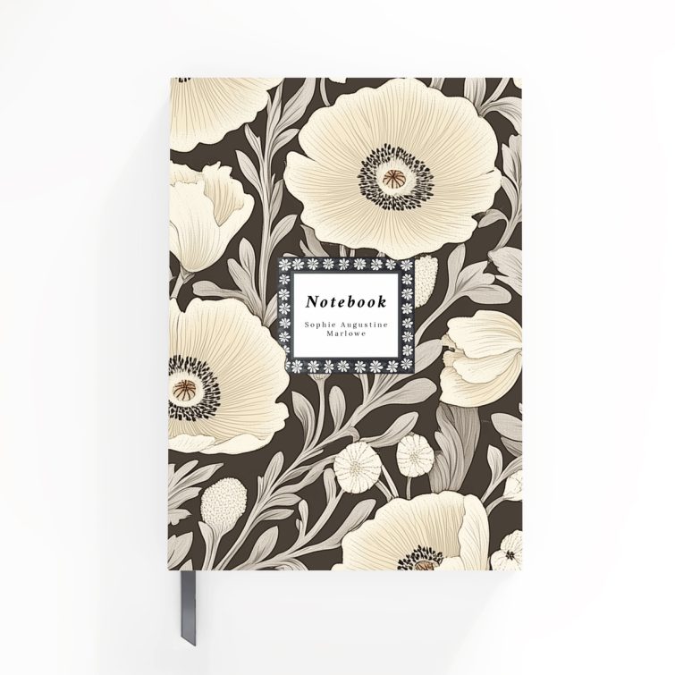 Floral patterned notebook cover design with no photos, by Utterly Printable.