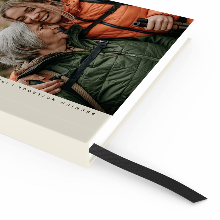 Portrait orientation notebook cover design with one photo on the front, premium quality by Utterly Printable.