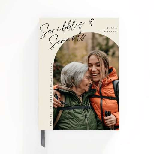 Portrait orientation notebook cover design with one photo on the front, premium quality by Utterly Printable.