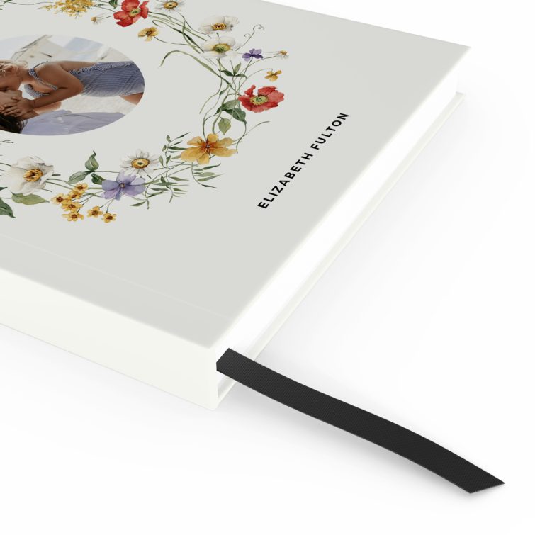 Floral notebook design with one photo for personalised stationery by Utterly Printable.