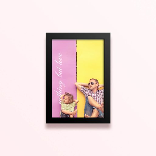 Simple framed prints designs featuring colourful background with two photos