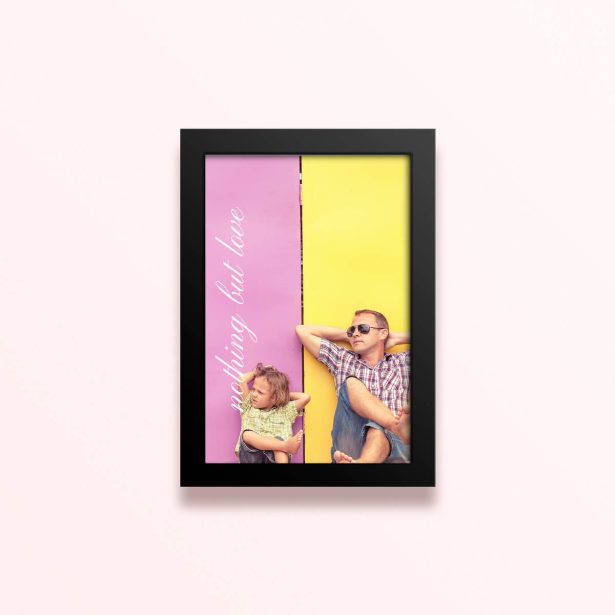 Simple framed prints designs featuring colourful background with two photos