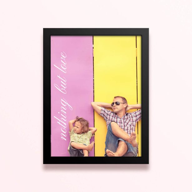 Simple framed prints designs featuring colourful background with two photos