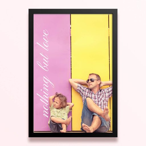 Simple framed prints designs featuring colourful background with two photos