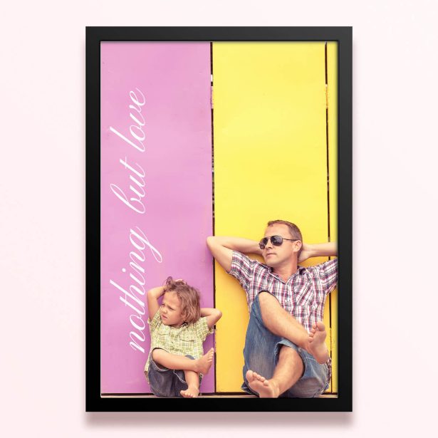 Simple framed prints designs featuring colourful background with two photos