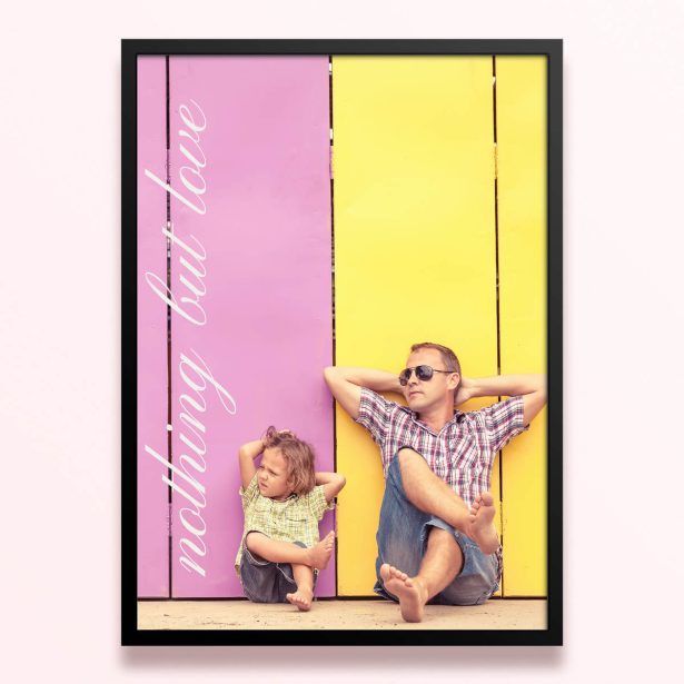 Simple framed prints designs featuring colourful background with two photos