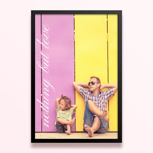 Simple framed prints designs featuring colourful background with two photos