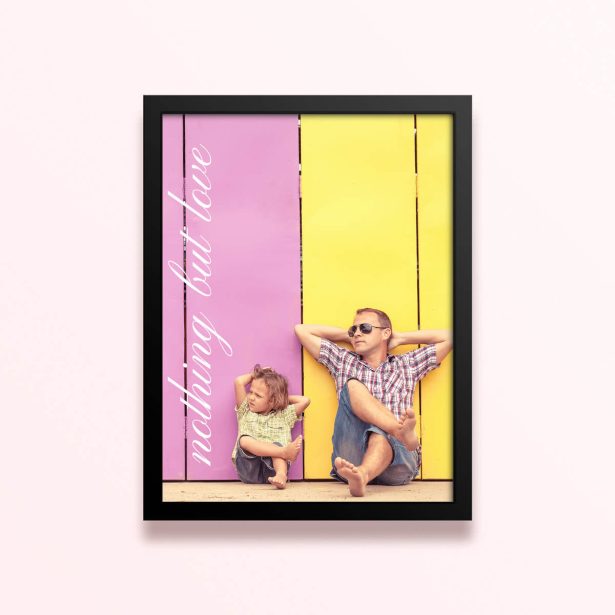 Simple framed prints designs featuring colourful background with two photos