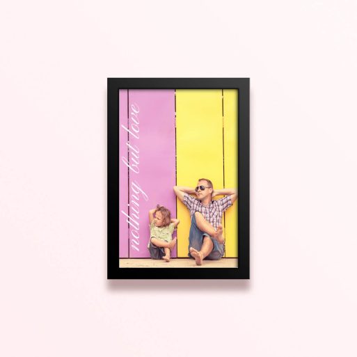 Simple framed prints designs featuring colourful background with two photos