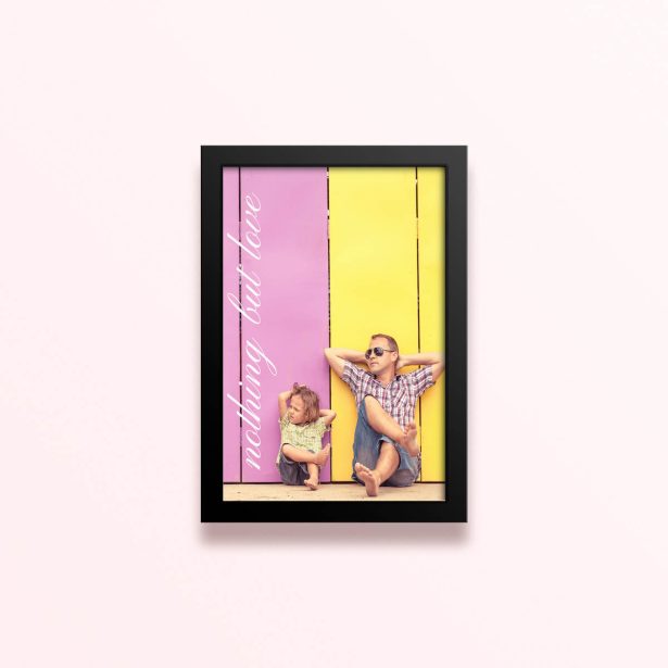 Simple framed prints designs featuring colourful background with two photos