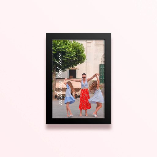 Simple framed prints designs with family photo and "nothing but love" text