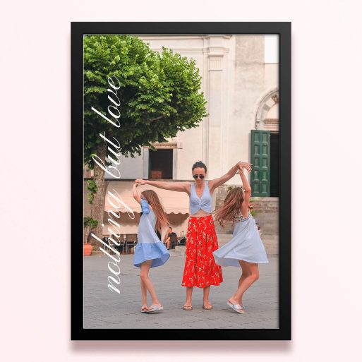 Simple framed prints designs with family photo and "nothing but love" text