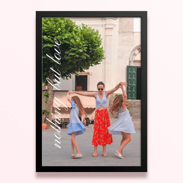 Simple framed prints designs with family photo and "nothing but love" text