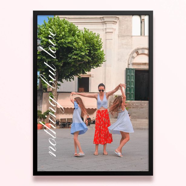 Simple framed prints designs with family photo and "nothing but love" text