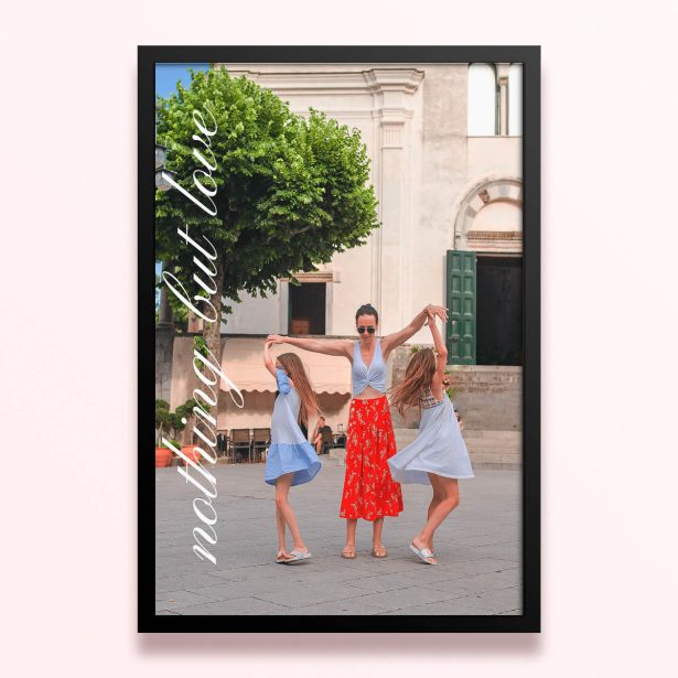 Simple framed prints designs with family photo and "nothing but love" text