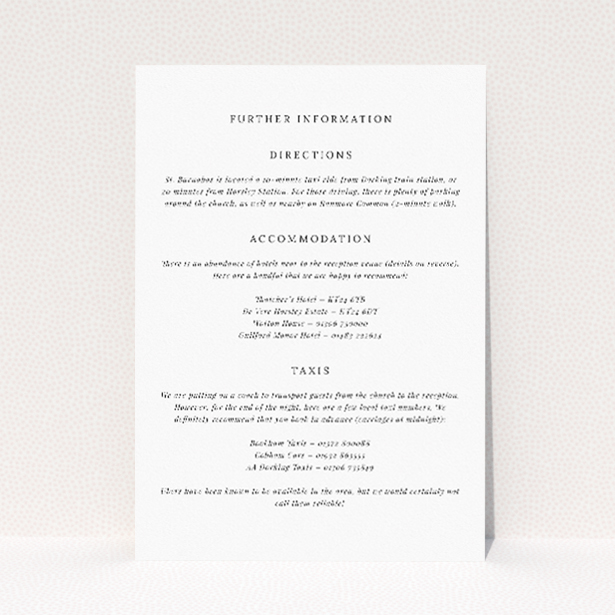 Oak Haven wedding information insert card featuring timeless elegance and natural charm with classic serif font for clear event details against a pristine white background, exuding refined simplicity perfect for celebrating love amidst nature This is a view of the front