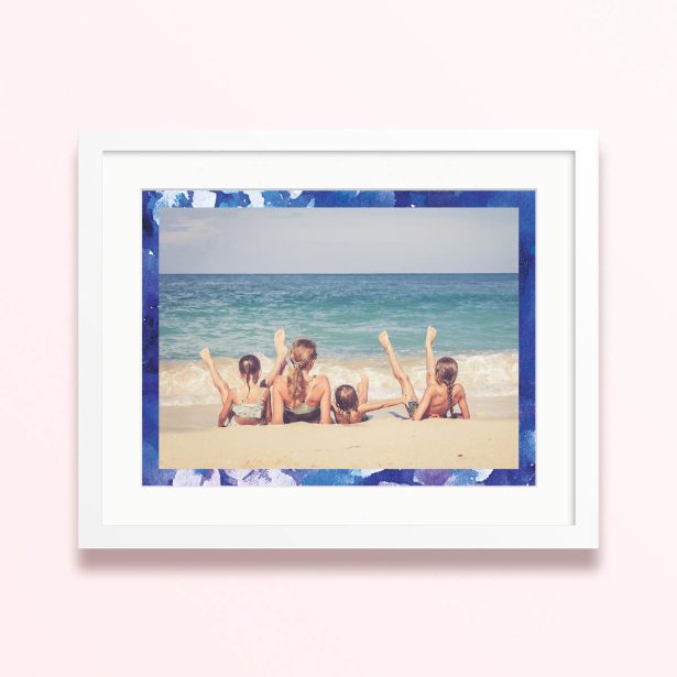 ocean blues framed mounted photo print design beach vibe 400x300 landscape white - Ocean Blues Frame