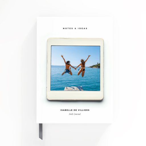 Portrait orientation notebook cover design featuring one photo, ideal for personalised note-taking, from Utterly Printable.