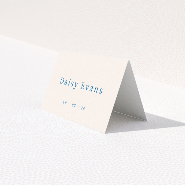 Offset Invitation Place Cards - sophisticated wedding stationery with crisp white background and deep navy typography. This is a third view of the front