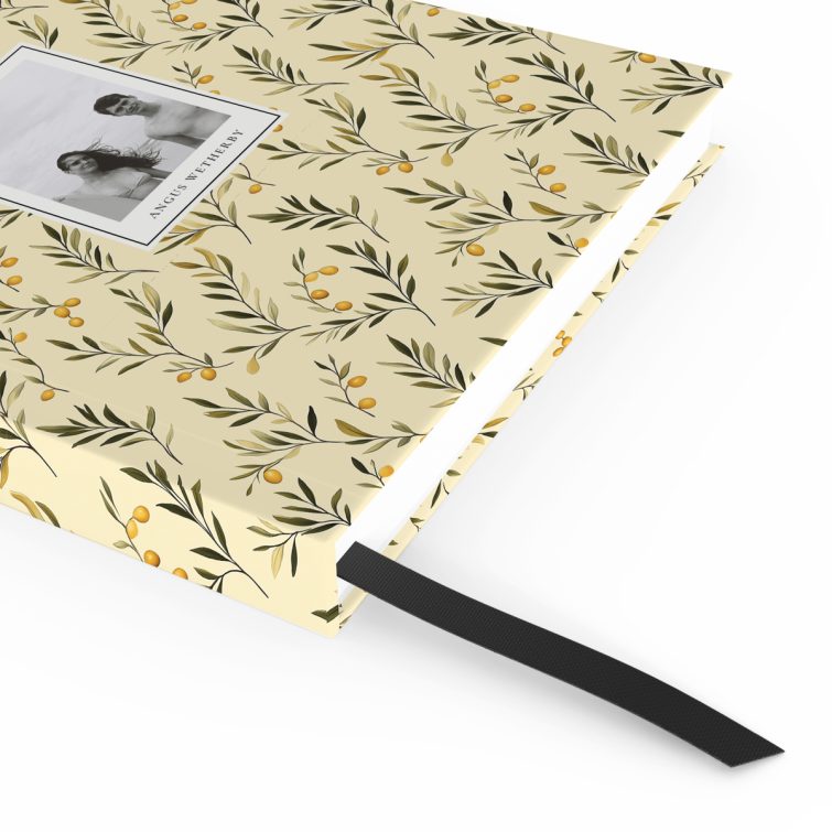 Floral patterned notebook design with one photo placeholder on the front cover.