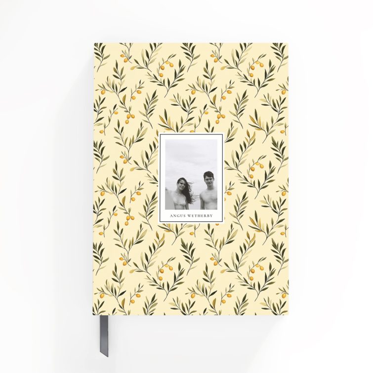 Floral patterned notebook design with one photo placeholder on the front cover.