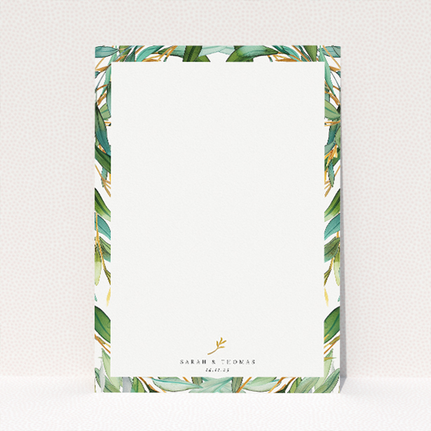 Olive Elegance wedding information insert card featuring lush olive branches and subtle gold accents, evoking Mediterranean tranquillity and abundance for a graceful wedding celebration This image shows the front and back sides together