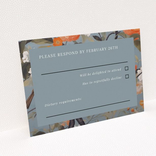 Orchard Blossom Elegance RSVP card, part of the Utterly Printable wedding stationery suite. This is a view of the back