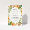 Orchard Blossom Wedding Order of Service A5 booklet featuring a delicate watercolour illustration of fruit and flowers, evoking the lush abundance of an orchard in bloom This is a view of the front
