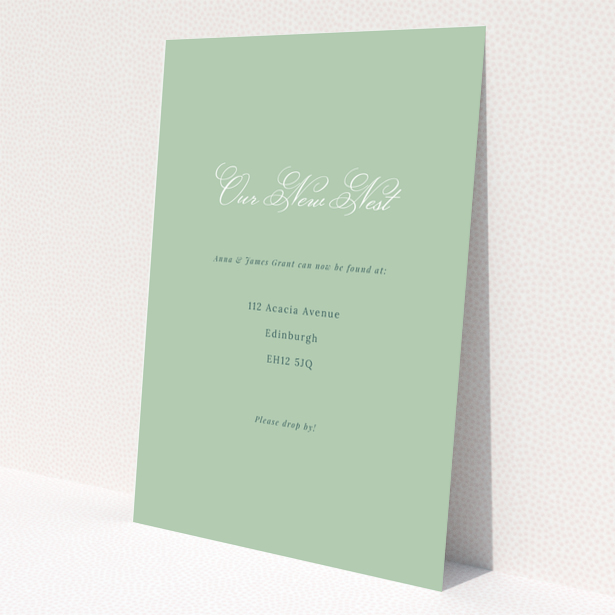 Elegant green change of address card with script font and no photos