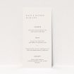 "Pall Mall Minimal wedding menu template - Refined sophistication and elegance for stylish celebrations.". This is a view of the front