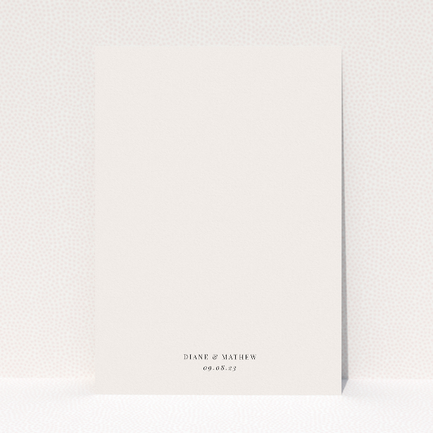 Pall Mall Minimal wedding save the date card with contemporary minimalist design showcasing clean lines and bold typography. This is a view of the back