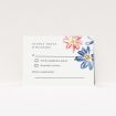 Paris Floral RSVP Card Template - Delicate hand-drawn floral bouquets in soft pastel shades atop a warm, creamy background, capturing the essence of love in bloom. Perfect for couples seeking a refined yet romantic aesthetic for their wedding stationery This is a view of the front