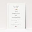 Charming Paris Floral Wedding Menu Template with Delicate Hand-drawn Bouquets. This is a view of the front