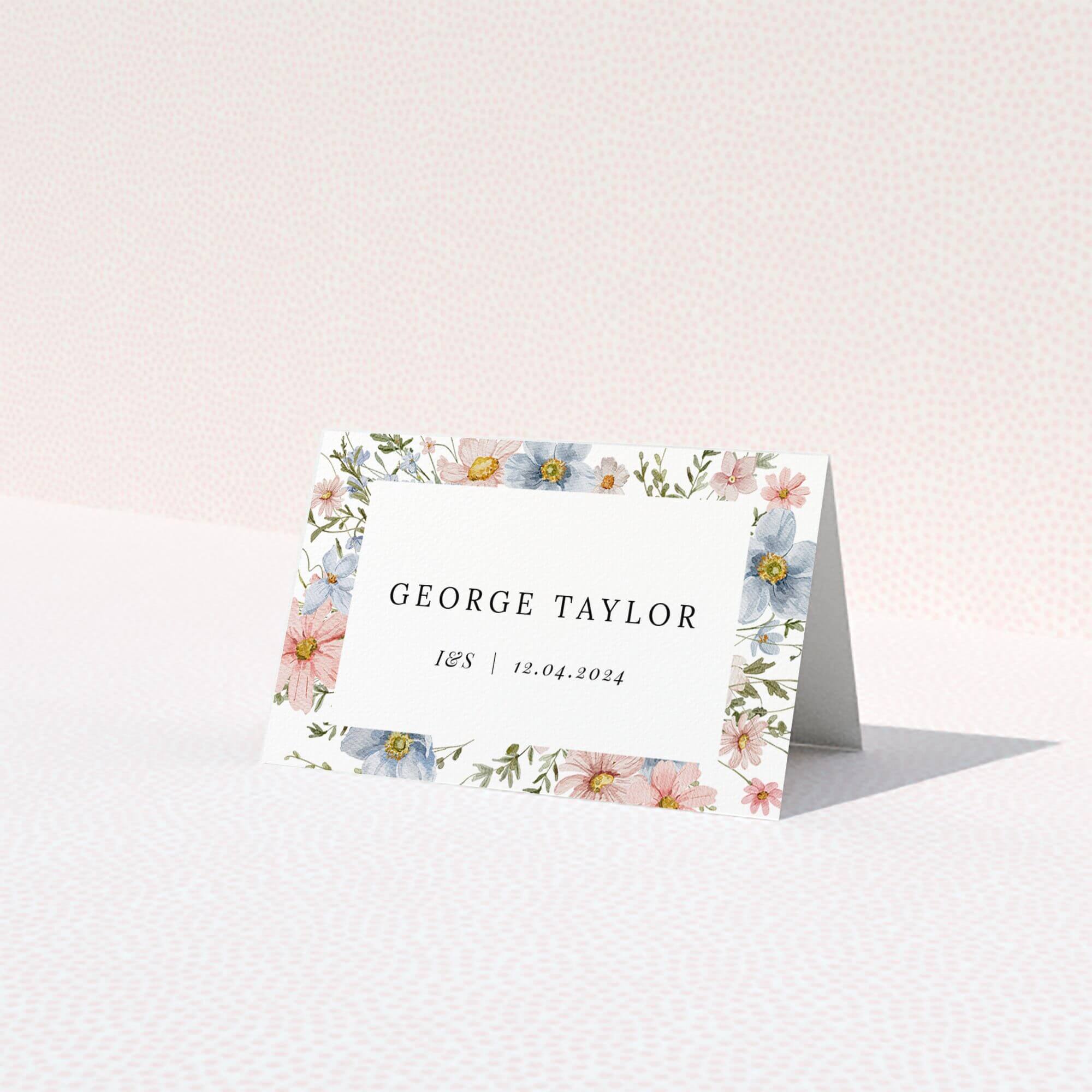 Floral wedding table place card design with no photos.