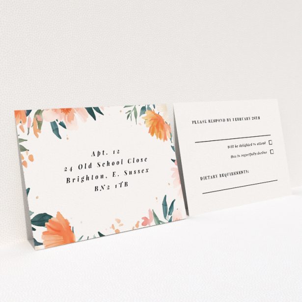 Pastel Botanical Elegance RSVP Card - Wedding Stationery. This is a view of the back