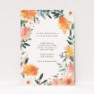 Pastel Botanical Elegance Wedding Invitation - A5 Portrait Orientation. This is a view of the front