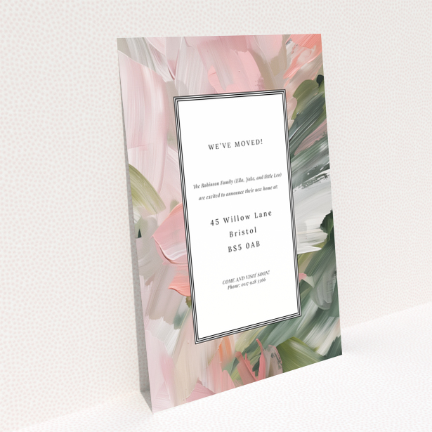 Change of address card with abstract floral design background and no photos