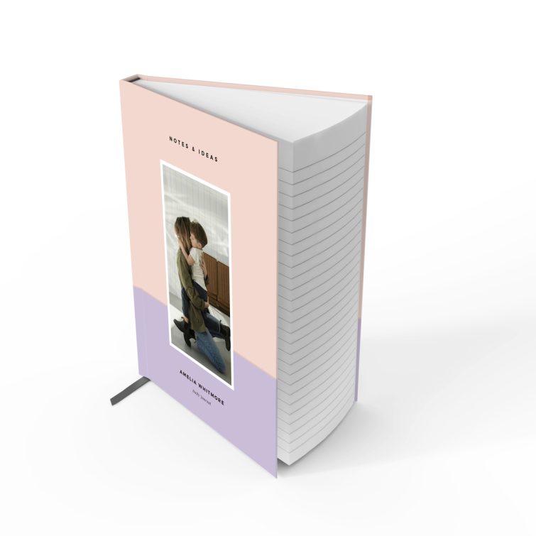 Portrait orientation personalised notebook design featuring single photo on cover by Utterly Printable.