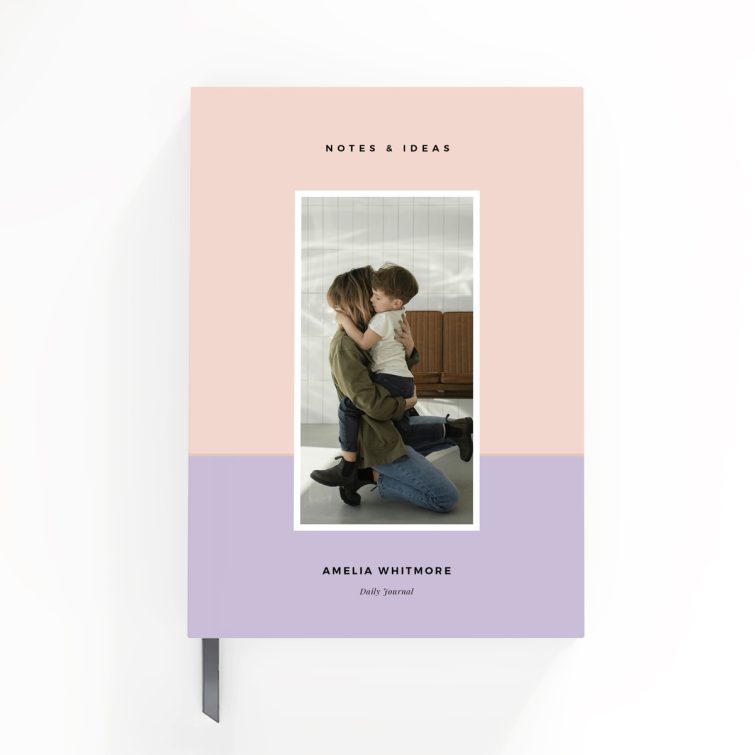 Portrait orientation personalised notebook design featuring single photo on cover by Utterly Printable.