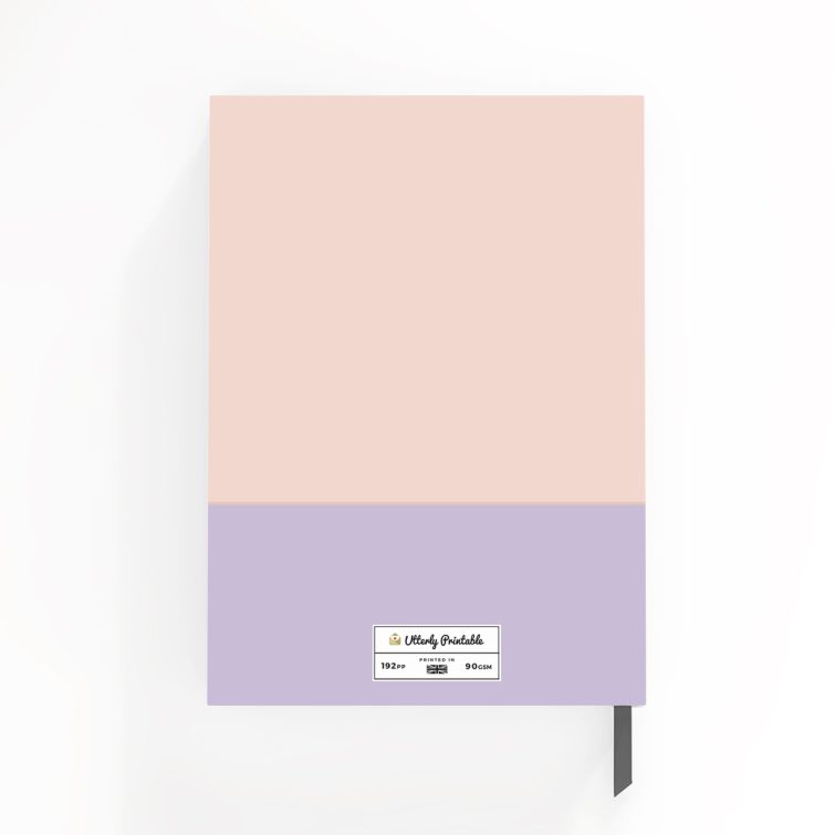 Pastel-themed personalised notebook design with one photo on the cover, ideal for notes and ideas from Utterly Printable.