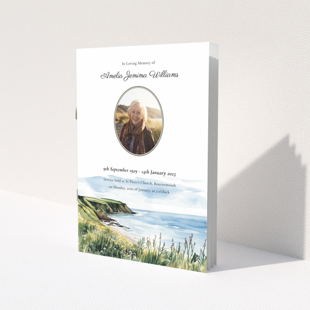 Funeral order of service program design with one photo included.