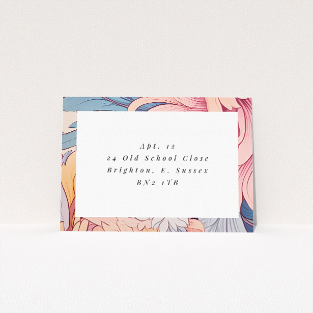 Pastel Petals Frame RSVP cards - Elegant pastel floral design for wedding response cards. This is a view of the back