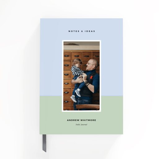 Portrait orientation personalised notebooks design featuring one photo on the cover for Utterly Printable.