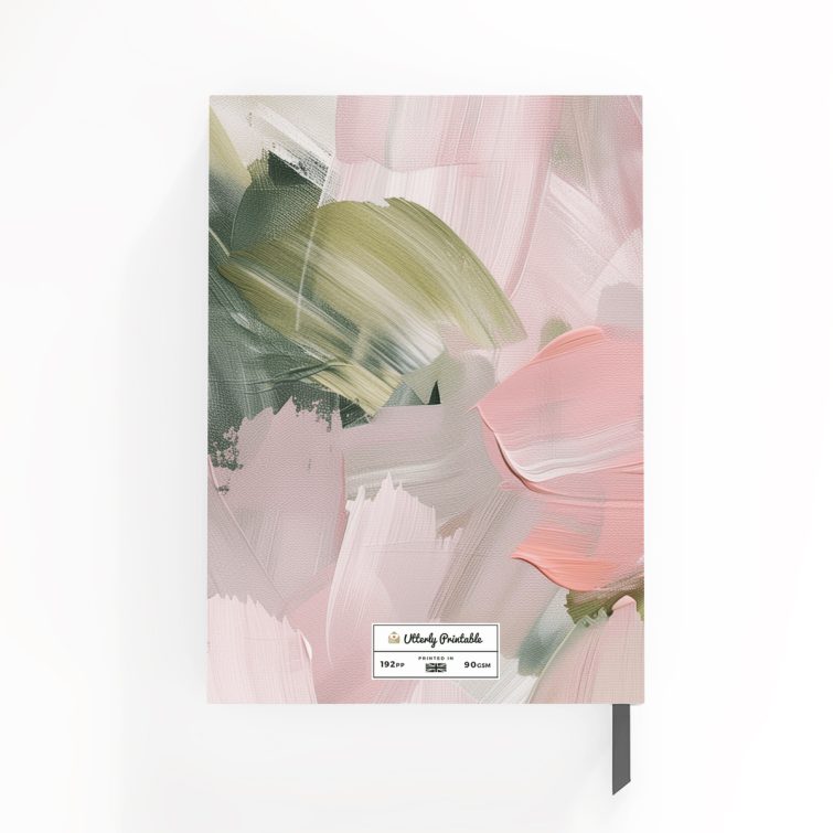 Artistic portrait orientation abstract cover design for daily journal notebooks by Utterly Printable, featuring one circular photo frame.