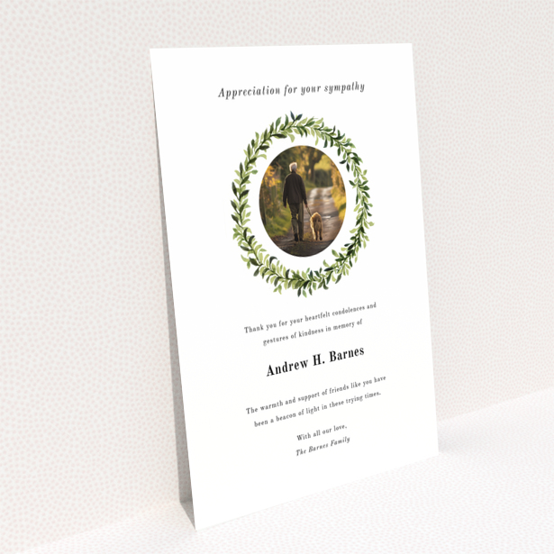 Funeral thank you card reverse side design Portrait without any photos